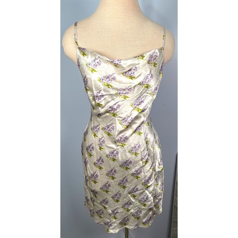 Sau Lee Gabby Floral White and Purple Slip Mini Dress Size 6 - Picture 3 of 8